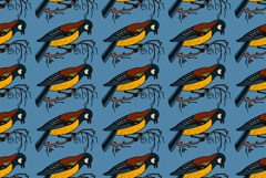 Botanical abstract seamless pattern with garden birds vector Product Image 1
