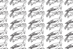 Line art seamless pattern with garden birds vector illustrat Product Image 1