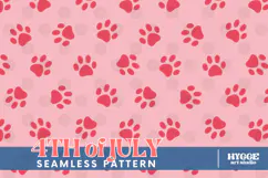 American 4th of July Cat Dog Paw Seamless Pattern PNG DTF Product Image 1