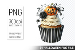 Cupcake With A Halloween Pumpkin, Halloween Clipart PNG File Product Image 1