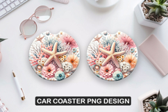 Shells Stars Car Coaster Sublimation| Animal Coaster PNG Product Image 1