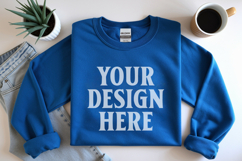 Indigo Blue Gildan 18000 Folded Flat Lay Mockups Product Image 1