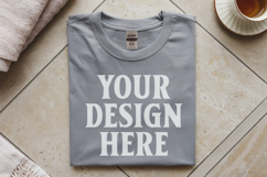 Sport Grey Gildan 5000 Flat Lay Tshirt Mockup, G5000 mockups Product Image 1