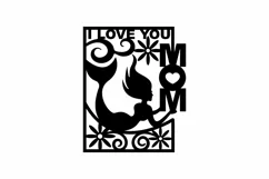 Papercut I Love You Mom Mermaid Theme Card Cover Template Product Image 2