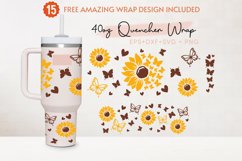 Sunflower With Butterfly 40oz Quencher Tumbler, Floral Product Image 2