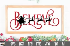 Believe SVG File - Santa and Reindeer SVG File Product Image 1