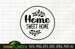 Home Sweet Home SVG - Floral Home Round Sign SVG Product Image 2