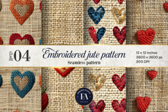 Embroidered Jute digital paper | Heart pattern Product Image 1