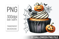 Cupcake With A Halloween Pumpkin, Halloween Clipart PNG File Product Image 1