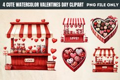 Cute Watercolor Valentines Day Clipart PNG Product Image 1