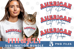 American Cat Mama Papa 4th of July USA Paw DTF PNG Bundle Product Image 1