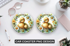 Duck Sitting Car Coaster Sublimation| Animal Coaster PNG Product Image 1