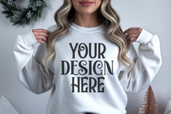 Christmas Gildan 18000 White Crewneck Sweatshirt Mockup Product Image 1