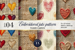 Embroidered Jute digital paper | Heart pattern Product Image 1