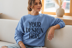Light Blue Gildan 18000 Sweatshirt Mockup,G18000 Crewneck Product Image 1