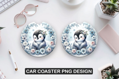 Pikkewyn Car Coaster Sublimation| Animal Coaster PNG Product Image 1