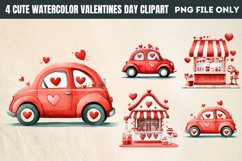 Cute Watercolor Valentines Day Clipart PNG Product Image 1