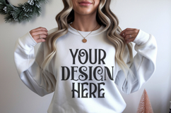 Christmas Gildan 18000 White Crewneck Sweatshirt Mockup Product Image 1