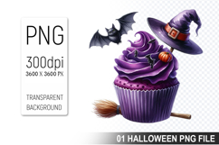 Halloween Witch Cupcake, Halloween Clipart PNG File Product Image 1