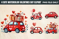 Cute Watercolor Valentines Day Clipart PNG Product Image 1