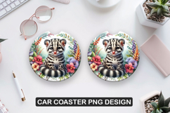 Cheetah Cub Car Coaster Sublimation| Animal Coaster PNG Product Image 1
