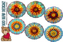 Stain Glass Sunflower Wind Spinner Sublimation design Bundle Product Image 1