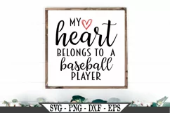 My Heart Belongs To A Baseball Player SVG Design Product Image 1