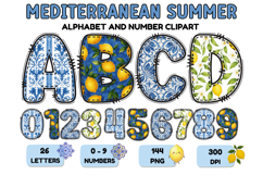 Mediterranean Lemon Alphabet PNG Summer Letters 300 DPI Product Image 1