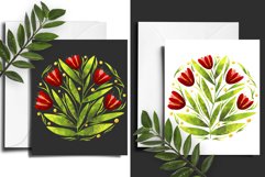 Flowers in folk style drawn with watercolor 6 Product Image 3