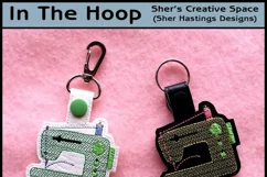ITH Sewing Machine Vinyl Key Fob or Bag Tag - Snap Tab Machine Embroidery Product Image 1