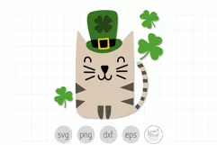 St Patrick's Day Cat svg, Irish Cat svg, Cats svg Product Image 1