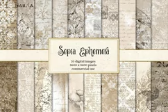 Sepia Ephemera Digital Paper - Free Design of The Week Product Image 1