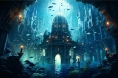 Enigmatic underwater cityscape at twilight Product Image 1