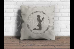 Worshiping Warrior Woman, Christian woman praying silhouette Product Image 3