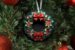 3D Christmas Wreath Sublimation Ornament| PNG Product Image 2