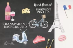Paris 15 Watercolor French Eiffel Tower France Bike Wine Product Image 2