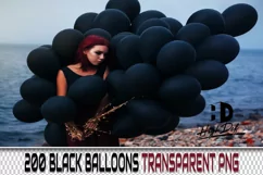 200 BLACK BALLOONS TRANSPARENT PNG FILES, PHOTOSHOP OVERLAYS Product Image 1