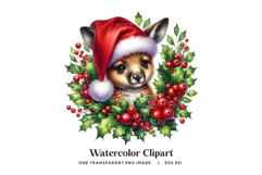 Joey Kangaroo Wreath Clipart PNG Aussie Christmas Animal Art Product Image 1