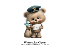 Post Bear &amp; Blue Bird Clipart Product Image 1