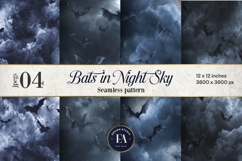 Bats Night Sky Pattern, Dark Gothic Bat Seamless Paper Product Image 1