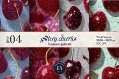 Glitter Coquette Cherry Pattern | Sparkly Glam Texture Paper Product Image 1