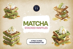 Matcha Waffle Clipart Bundle 4 PNG Product Image 1