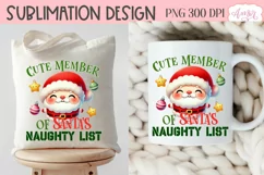Funny Christmas PNG sublimation, Santa naughty list PNG Product Image 5