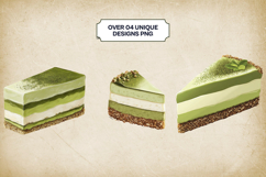 Matcha Cheesecake Clipart Bundle 4 PNG Product Image 3