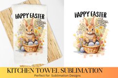 Happy Easter - Farmhouse Kitchen Towel - Sublimation Design Product Image 1