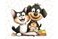 Dog and Cat Friends PNG, Cute Pet Clipart, Funny Animal Art Product Image 5