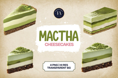 Matcha Cheesecake Clipart Bundle 4 PNG Product Image 1