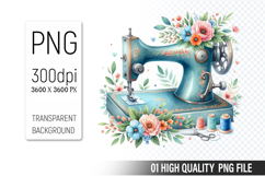 Vintage Sewing Machine Clipart PNG Bundle, High Quality PNG Product Image 7