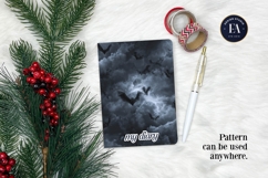 Bats Night Sky Pattern, Dark Gothic Bat Seamless Paper Product Image 4