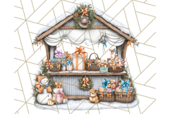 Cozy Christmas Market Stall Clipart PNG, Holiday Art Png Product Image 5